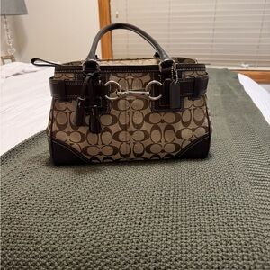 Coach Brown and Black Signature Satchel